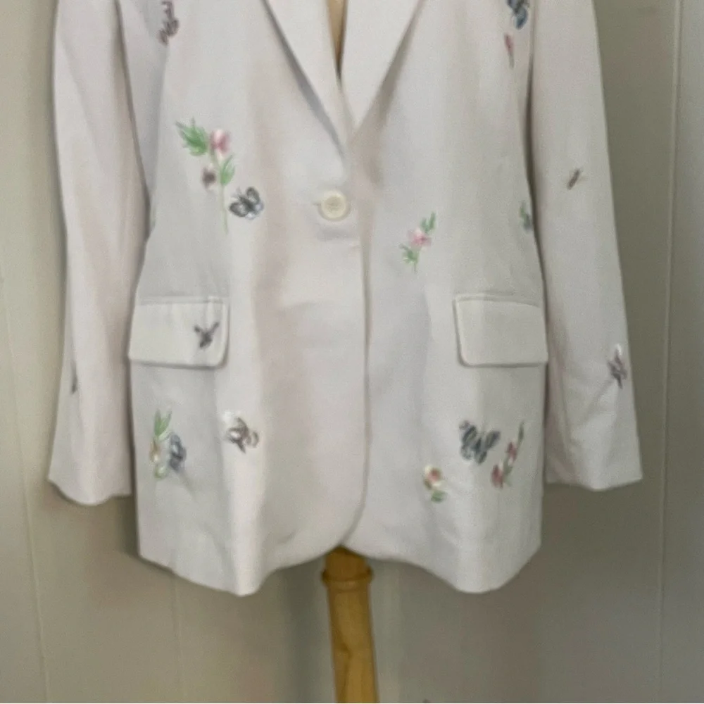 Vintage‎ 90s Embroidered Blazer Women’s 20W Floral Long Sleeve 1 Button Jacket - Picture 3 of 11